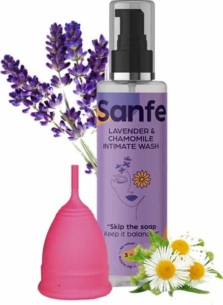 A Perfect Self-Care Combo(Sanfe Medium Menstrual Cup + Intimate Wash 100 Ml)