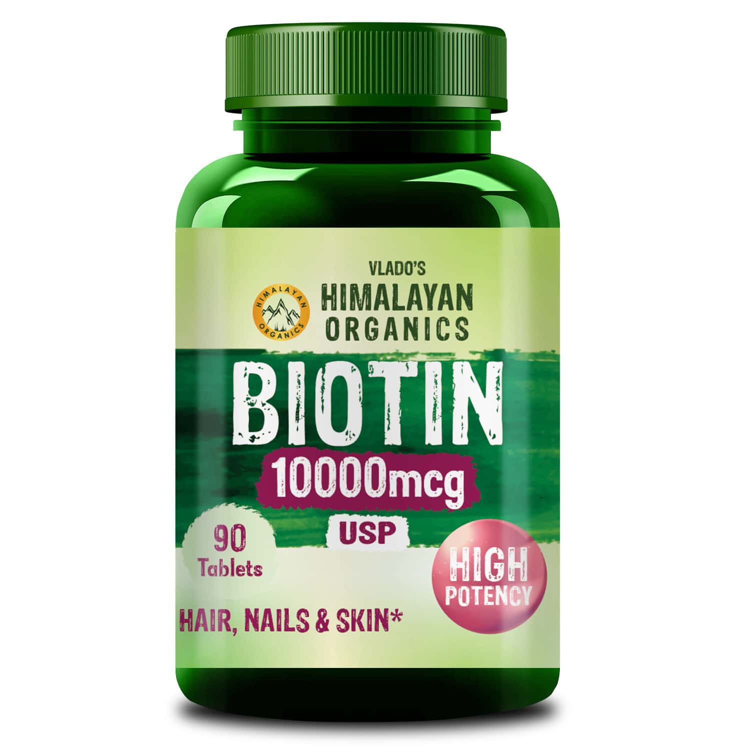 Vlado's Himalayan Organics Biotin10000mcg For Healthy Hair And Skin - 90 Tablets