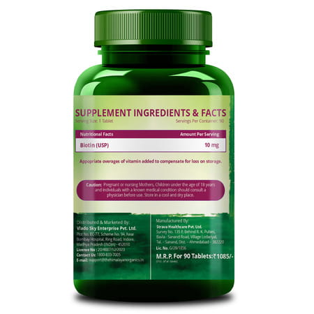 Vlado'S Himalayan Organics Biotin10000mcg For Healthy Hair And Skin - 90 Tablets