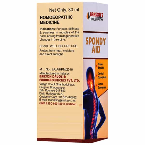 Dr Bakshi's Bakson Homoeopathy Spondy Aid Drops 30 Ml