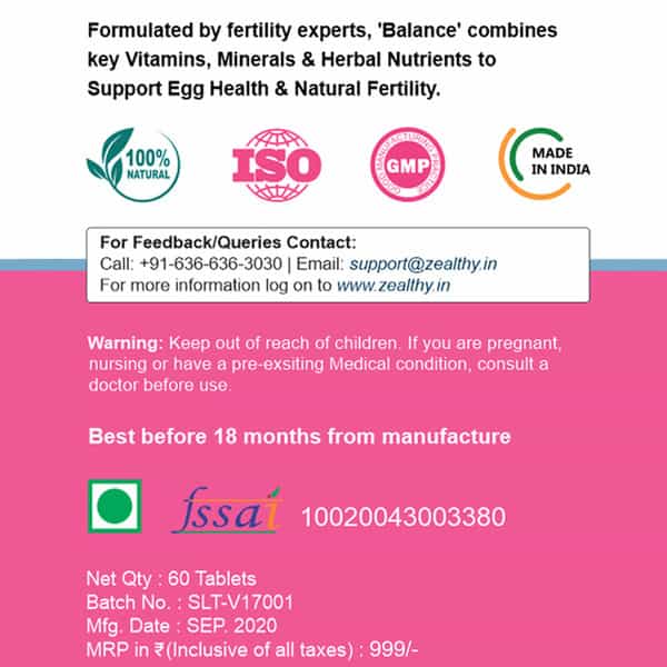 Zealthy Balance For Women - 60 Tablets
