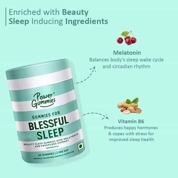 Power Gummies Blessful Beauty Sleep Gummies With Melatonin | Vitamin For Deep Sleep - 30 Gummies