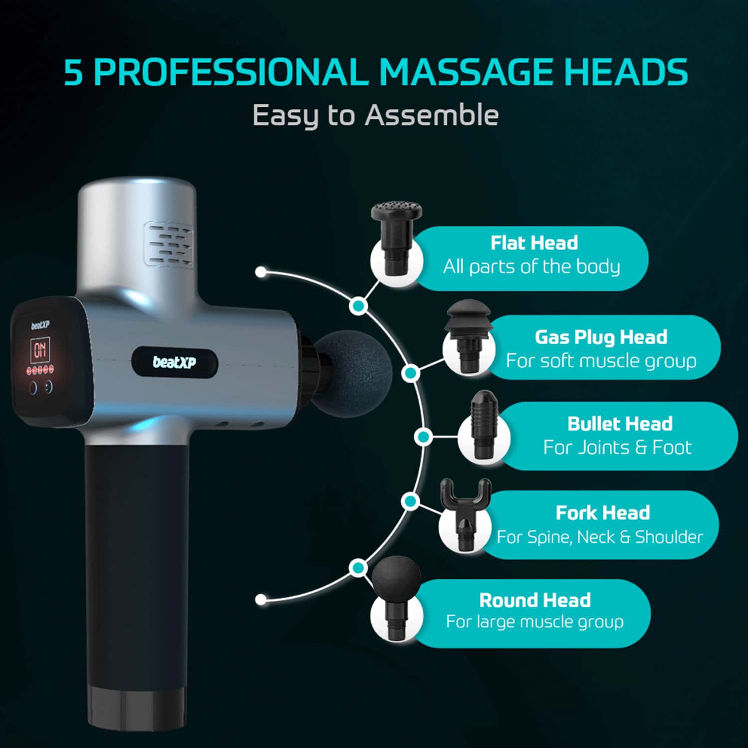 Buy BEATXP BOLT PRO DEEP TISSUE MASSAGER GUN (SILVER) Online & Get Upto