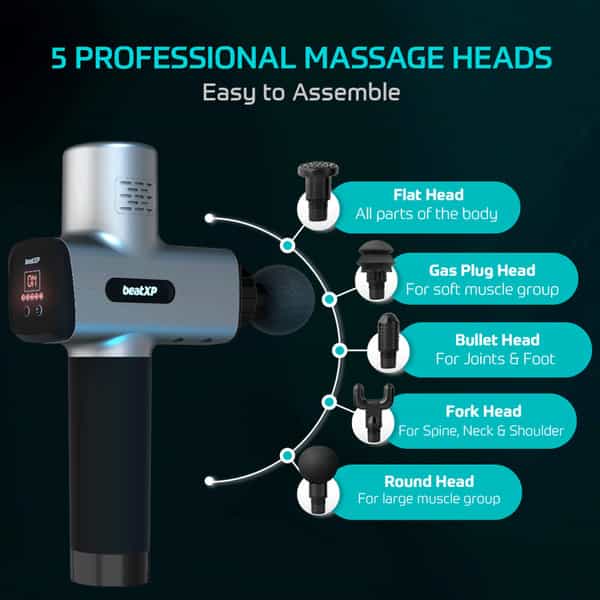 Beatxp Bolt Pro Deep Tissue Massager Gun (Silver)