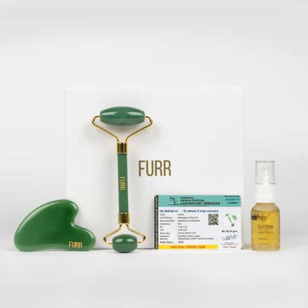 Furr By Pee Safe Jade Roller And Gua Sha Facial Massage Kit With 24K Gold Serum - 1 N