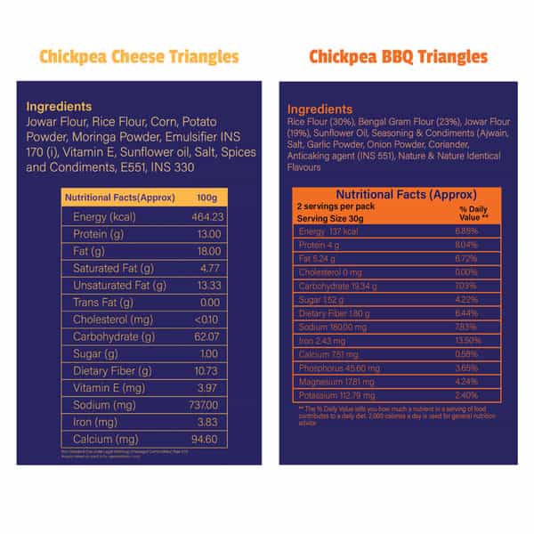 The Healthy Binge Chickpea Protein Triangle Chips | Bbq & Cheese Flavour | Pack Of 3