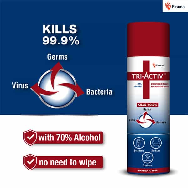 Tri-Activ Disinfectant Spray For Multi-Surfaces 70% Alcohol Based - 100Ml