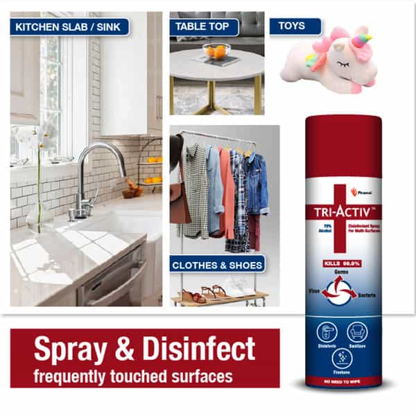 Tri-Activ Disinfectant Spray For Multi-Surfaces 70% Alcohol Based - 100Ml