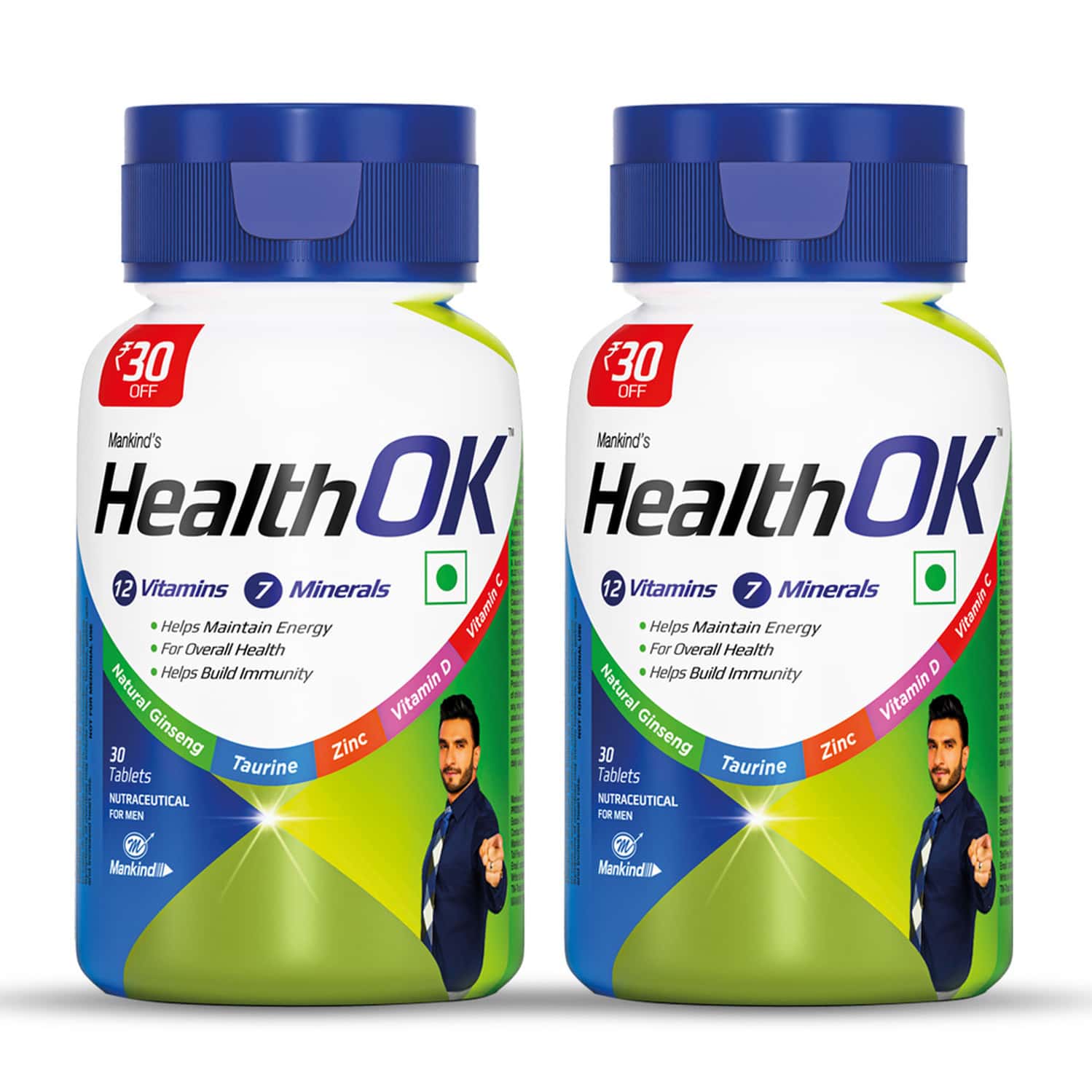 Health Ok Daily Multivitamin For Energy & Overall Health For Men30 Tablets X 2 (2 X 30 Tablets)