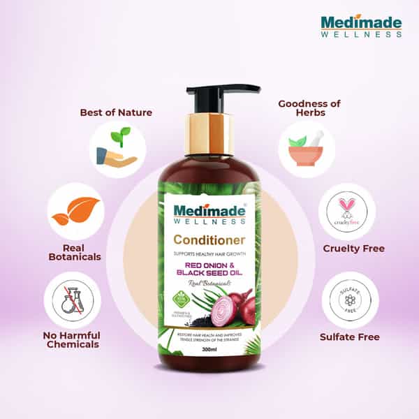 Medimade Red Onion And Black Seed Hair Conditioner - 300 Ml X 2 ( Pack Of 2 )