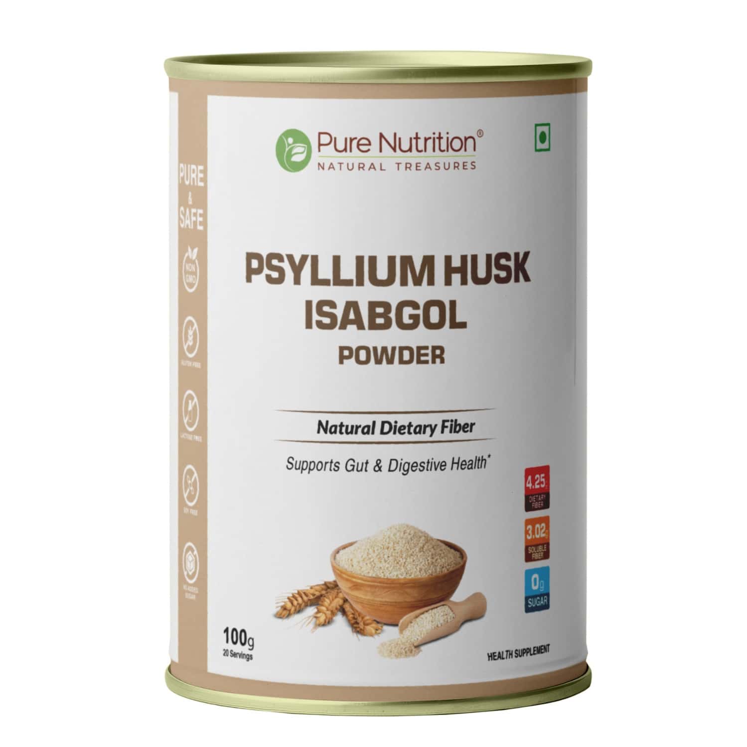 Pure Nutrition Psylliym Husk Isabgol Powder 100 Gm