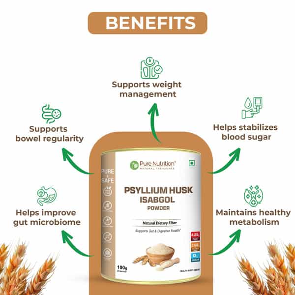 Pure Nutrition Psylliym Husk Isabgol Powder 100 Gm