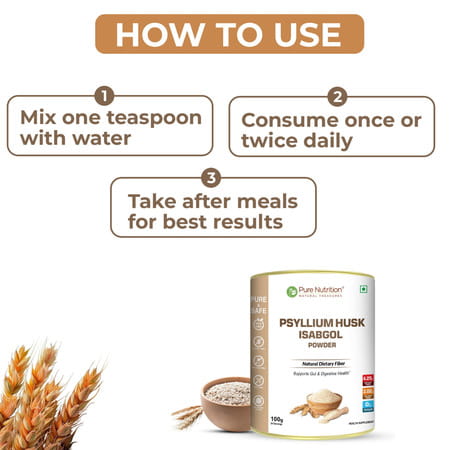 Pure Nutrition Psylliym Husk Isabgol Powder 100 Gm