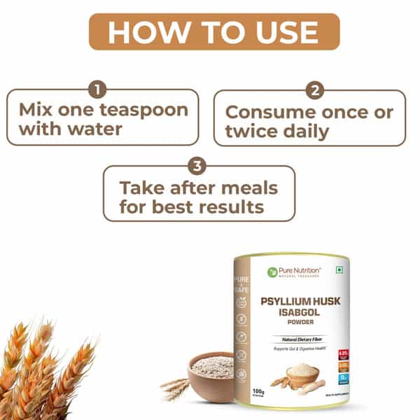 Pure Nutrition Psylliym Husk Isabgol Powder 100 Gm