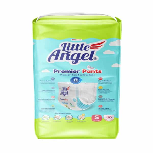 Little Angel Premier Pants Baby Diapers Small (S) Size 36 Count 5-8 Kg