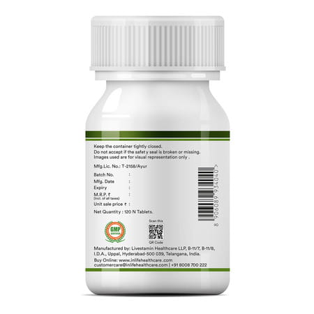 Inlife Spirulina Tablet 2000 Mg | Green Superfood Supplement | Protein Fiber Antioxidants - 120n