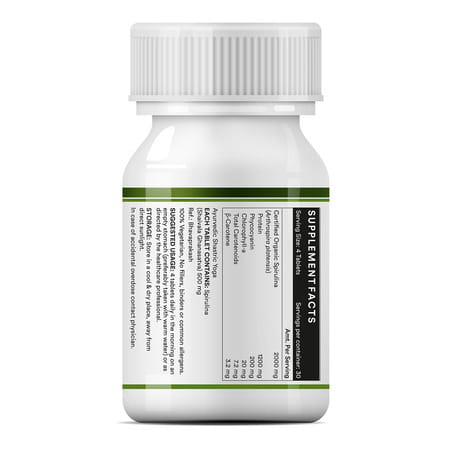 Inlife Spirulina Tablet 2000 Mg | Green Superfood Supplement | Protein Fiber Antioxidants - 120n
