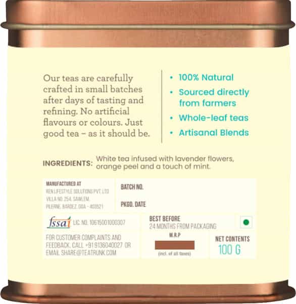 Tea Trunk Lavender White Tea - 100G Tin