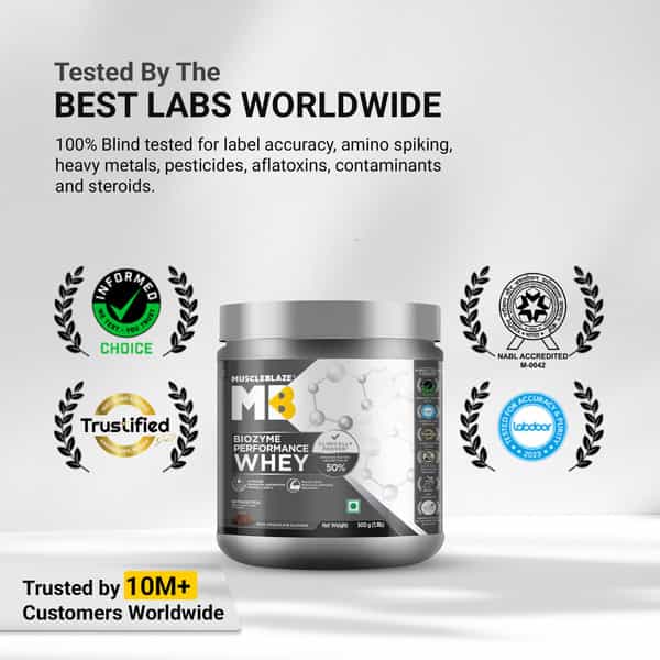 Muscleblaze Biozyme Performance Whey (Rich Chocolate | 500 G) With Shaker (650Ml)