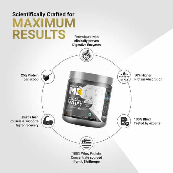 Muscleblaze Biozyme Performance Whey (Rich Chocolate | 500 G) With Shaker (650Ml)