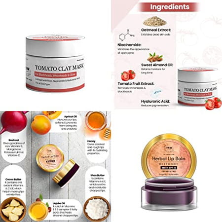 Tnw-The Natural Wash Tomato Clay Mask & Beetroot Lip Balm For Healthy Skin & Lips