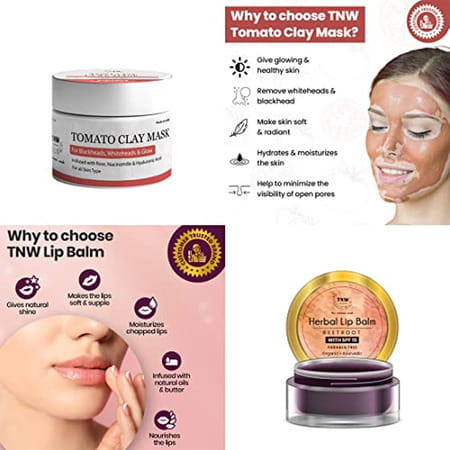 Tnw-The Natural Wash Tomato Clay Mask & Beetroot Lip Balm For Healthy Skin & Lips