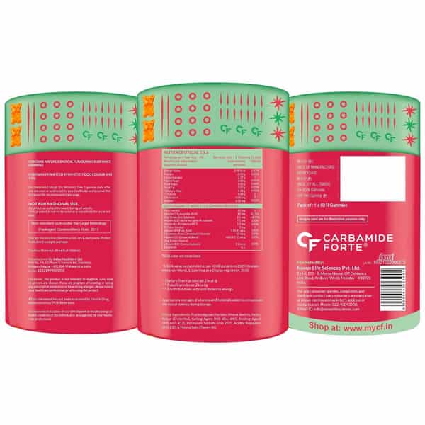 Carbamide Forte Pcos Orange Flavour Gummies For Women With 40:1 Ratio 60 No's