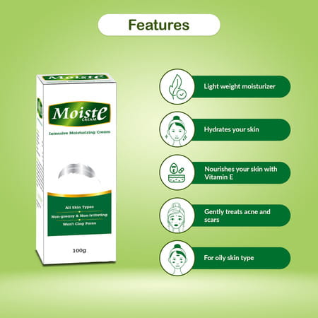Moiste Aloe Vera Intensive Moisturizing Cream For All Skin Types - Tube (Pack Of 2)
