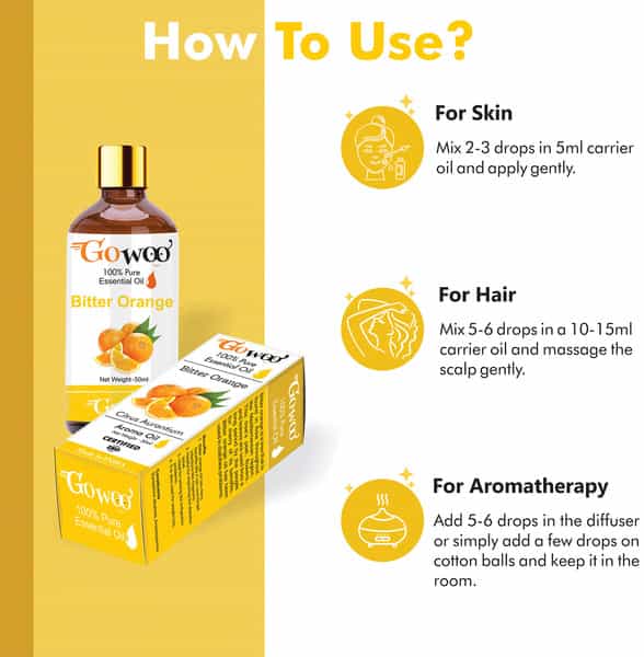 Go Woo 100% Pure Bitter Orange Body Oil Skin Lightening For Daily Use 50 Ml