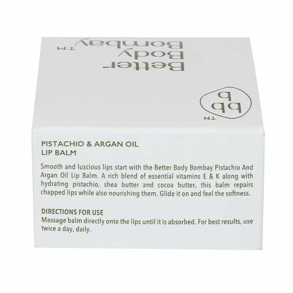 Bbb Better Body Bombay Pistachio & Argan Oil Lip Balm | For Dry | Cracked Lips (10Gms)