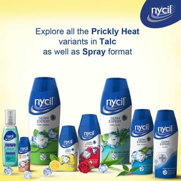 Nycil Germ Expert Cool Lime Prickly Heat & Cooling Powder 150G (50G Cool Herbal Free)