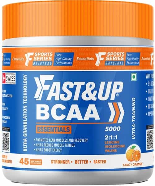 Fast&Up Bcaa Essentials (Orange) Pre/Post Workout & Intra Workout Supplement 45 Servings - 315G