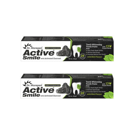 Dr. Morepen Active Smile | With Activated Charcoal | Tube | Toothpaste | 100 Gm | Pack Of 2