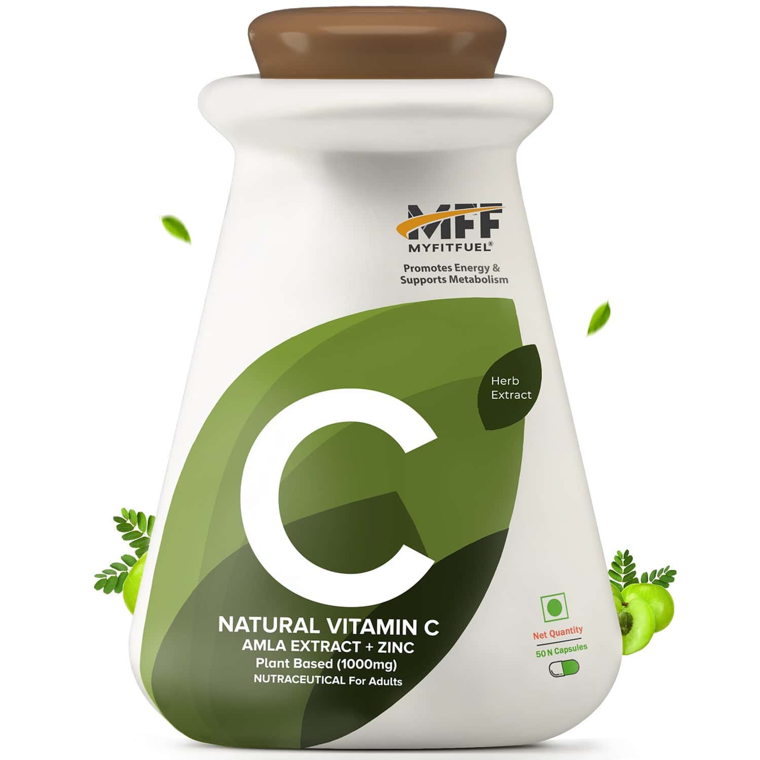 Myfitfuel Natural Vitamin C With Zinc | Plant Based Amla Extract | (1000 Mg) | 50 Capsules