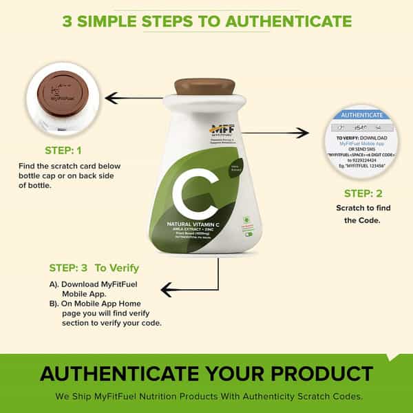 Myfitfuel Natural Vitamin C With Zinc | Plant Based Amla Extract | (1000 Mg) | 50 Capsules