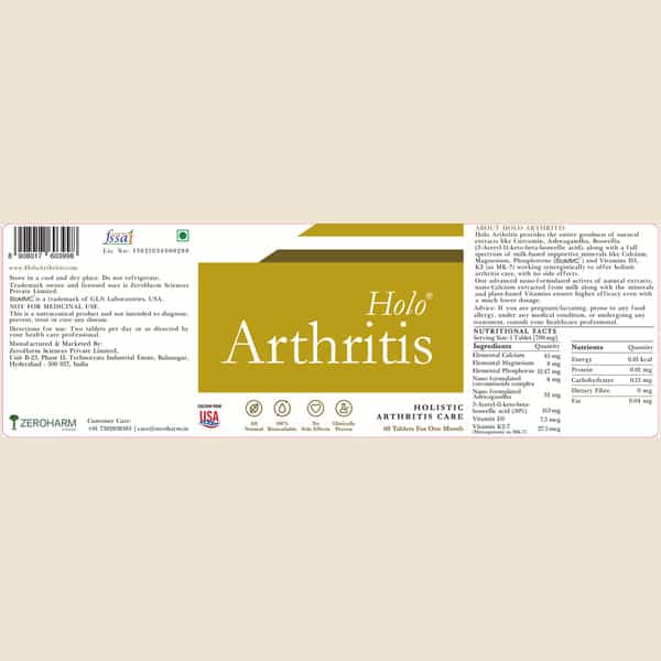 Zeroharm Holo Arthritis-For Knee & Joint Support Neck & Back Pain Relief-60Tab