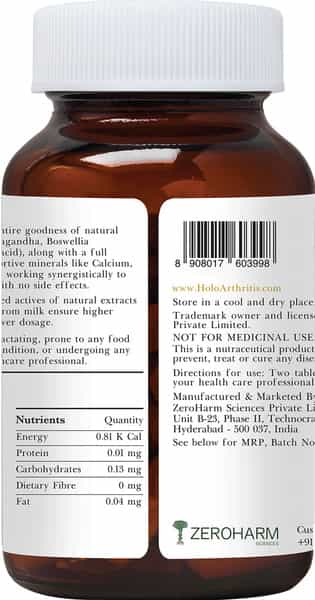 Zeroharm Holo Arthritis-For Knee & Joint Support Neck & Back Pain Relief-60Tab