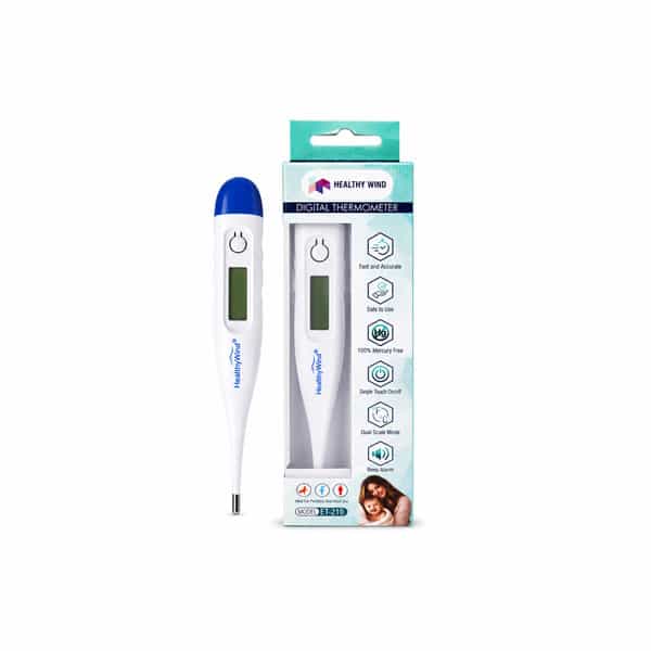 Healthy Wind Digital Oral Thermometer For Fever | High Accuracy |Digital Display | Water Resistance