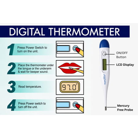 Healthy Wind Digital Oral Thermometer For Fever | High Accuracy |Digital Display | Water Resistance
