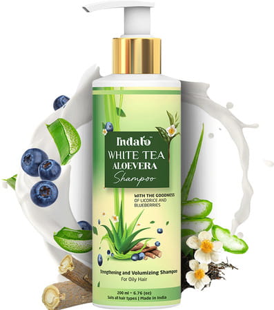 Indalo White Tea Aloevera Hair Growth Shampoo For Strengthening & Reduce Damaged Hair - 200ml