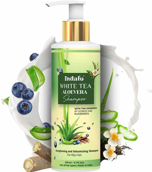 Indalo White Tea Aloevera Hair Growth Shampoo For Strengthening & Reduce Damaged Hair - 200Ml