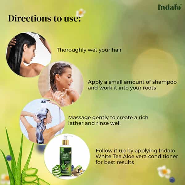Indalo White Tea Aloevera Hair Growth Shampoo For Strengthening & Reduce Damaged Hair - 200Ml