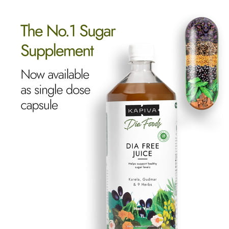 Kapiva Dia Free 2x Tablets | Single Dose Daily | With Karela | Jamun | Gudmar & 3 More | 30 Tabs