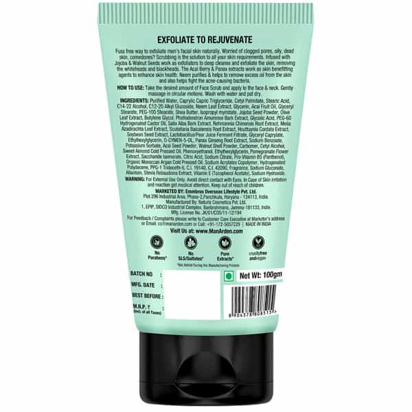 Man Arden Anti-Acne Neem Face Scrub - For Oil Control And Clear Skin 100 G