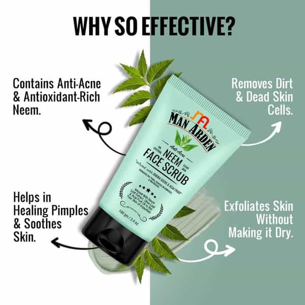 Man Arden Anti-Acne Neem Face Scrub - For Oil Control And Clear Skin 100 G