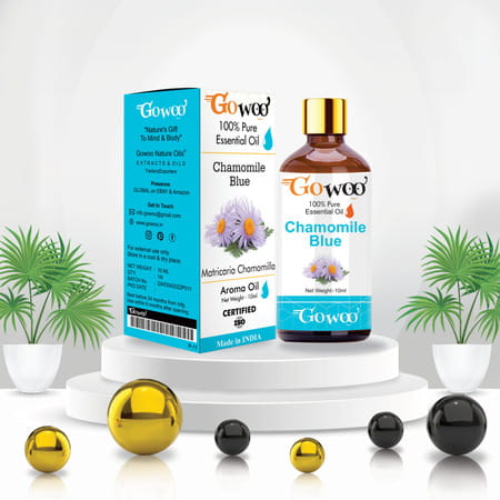 Pack Of 2 Chamomile Blue Essential Oil & Cucumber Seed Carrier Oil - 100% Pure & Natural Undiluted