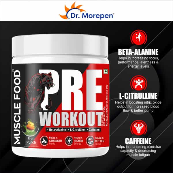 Dr. Morepen Pre Workout (Fruitpunch) 250Gm