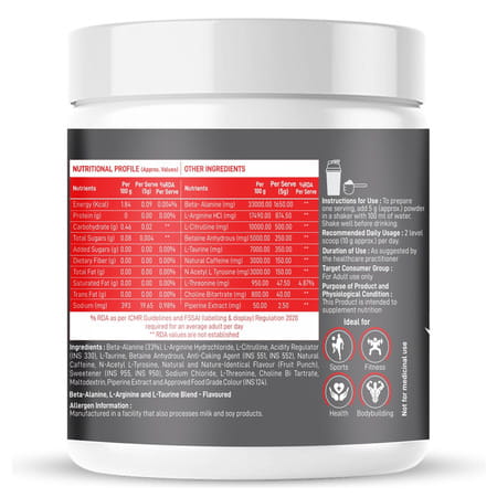 Dr. Morepen Pre Workout (Fruitpunch) 250gm