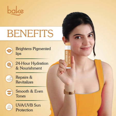 Bake 10% L-Ascorbic Tinted Lip Balm Spf 55 Pa++++ For Dark | Dry Lips (5G)