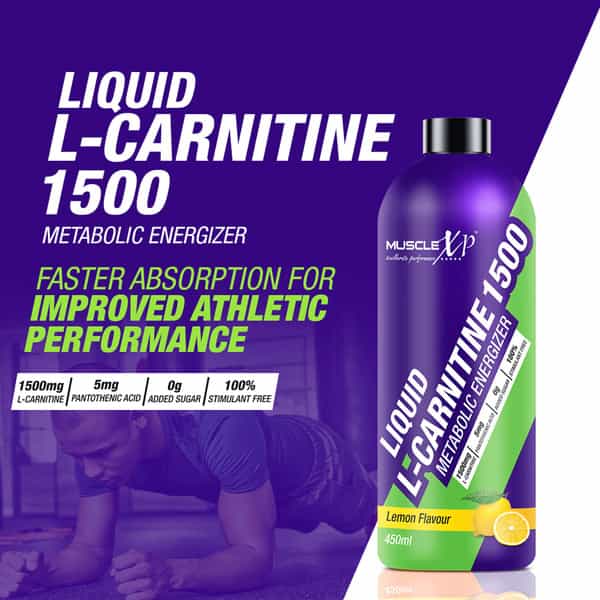 Musclexp Liquid L-Carnitine 1500 Metabolic Energizer No Added Sugar Lemon Flavor - 450Ml X2